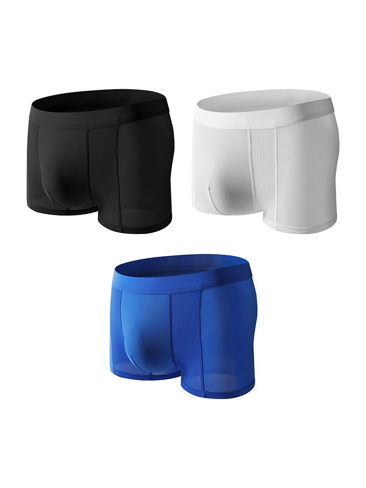 3 Pack Men's Cool Ice Silk Mesh Seamless Comfort Trunks | dmunderwear detail image 8