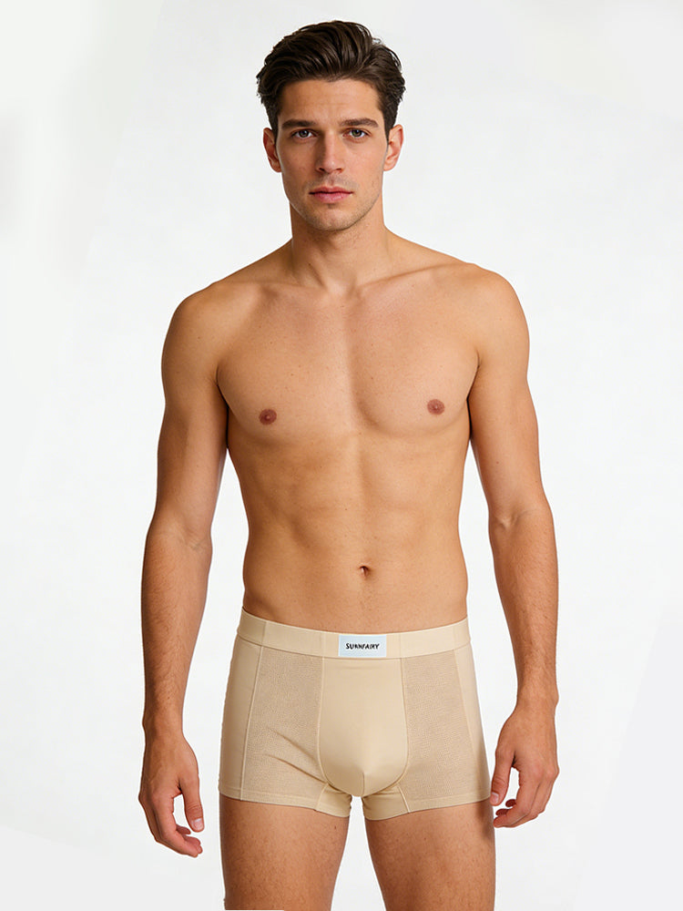 3 Pack Men's Cooling Satin-Mesh Seamless Ice Silk Antibacterial Trunks | dmunderwear