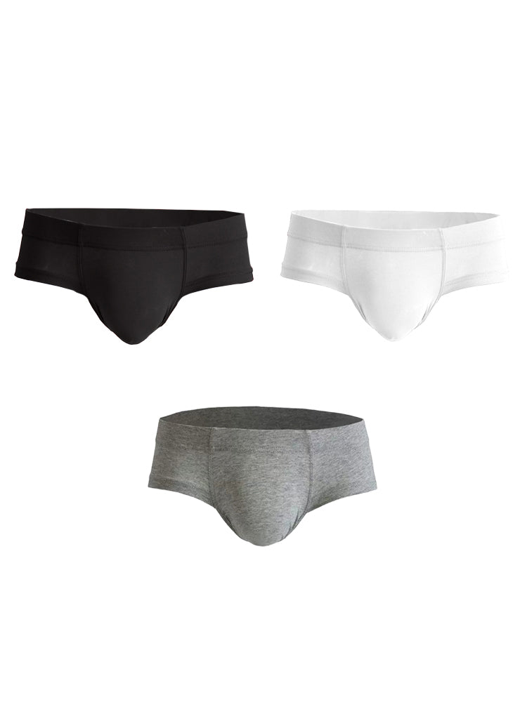 3 Pack Men's Cotton Solid U-Shaped Pouch Briefs | dmunderwear detail image 12