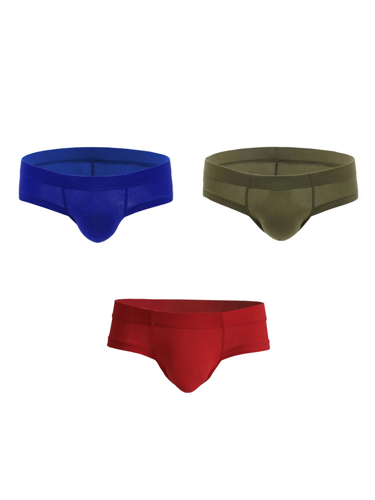 3 Pack Men's Cotton Solid U-Shaped Pouch Briefs | dmunderwear detail image 17