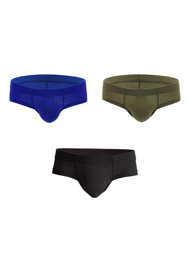 3 Pack Men's Cotton Solid U-Shaped Pouch Briefs | dmunderwear detail image 7
