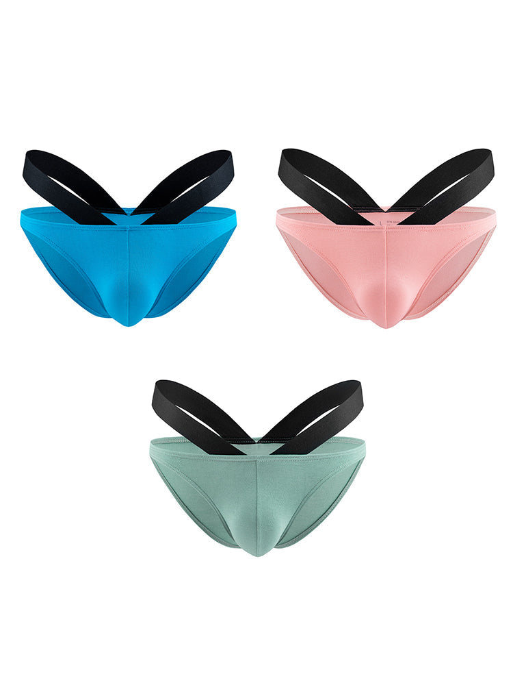 3-pack Men's Double-layer Pouch V-neck Double-waist Bikini | dmunderwear detail image 12