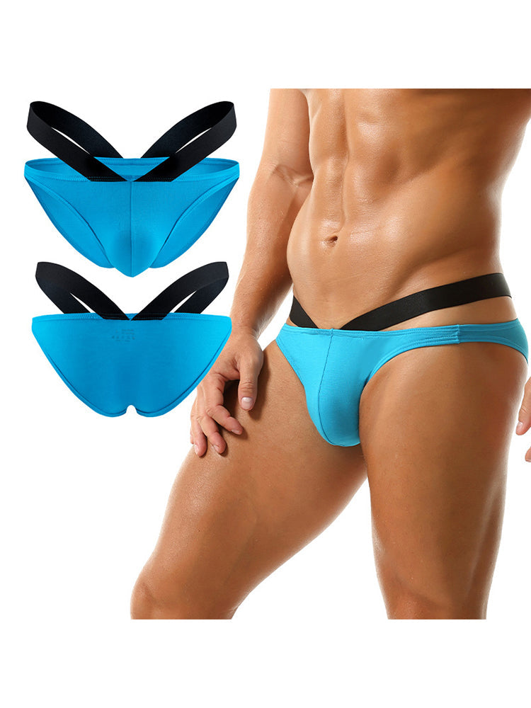 3-pack Men's Double-layer Pouch V-neck Double-waist Bikini | dmunderwear detail image 3