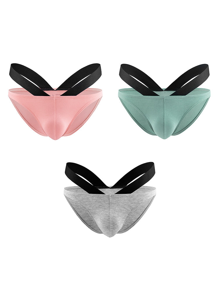 3-pack Men's Double-layer Pouch V-neck Double-waist Bikini | dmunderwear detail image 7