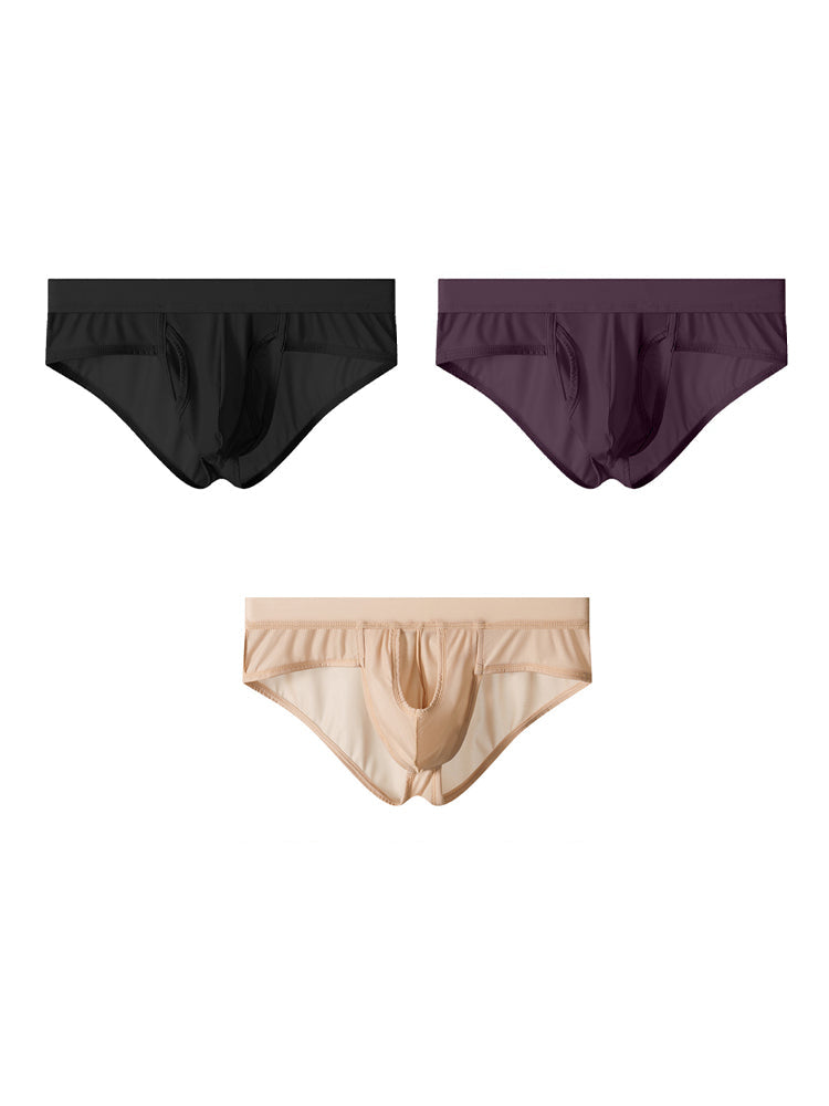 3 Pack Men's Fly Opening Supportive Pouch Stretch Premium Briefs | dmunderwear detail image 14