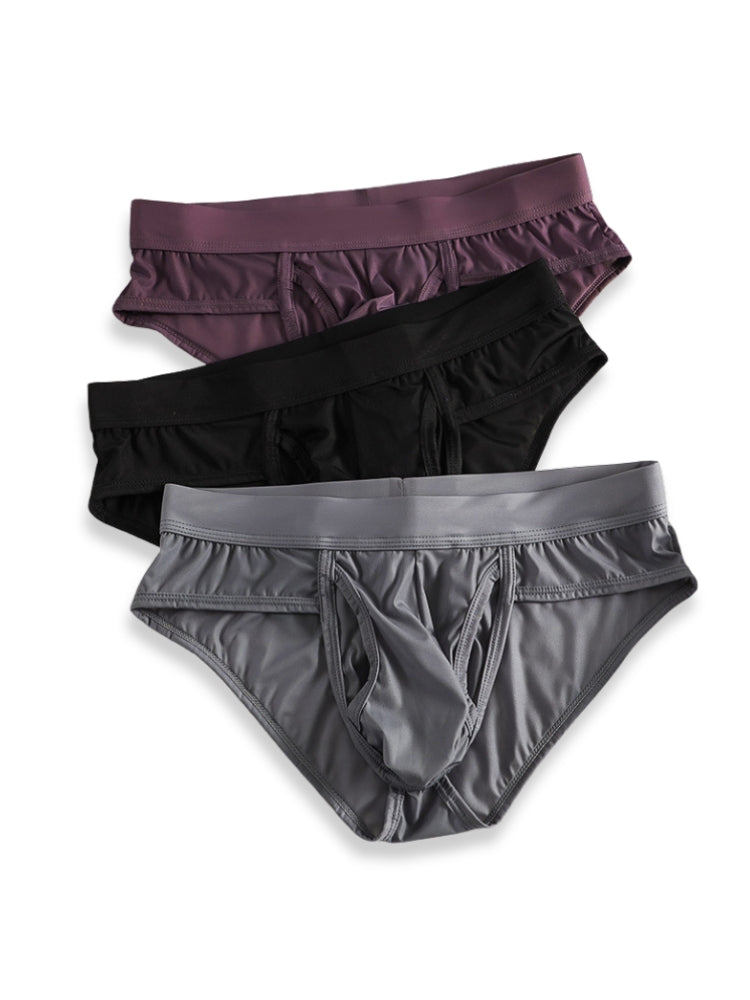 3 Pack Men's Fly Opening Supportive Pouch Stretch Premium Briefs | dmunderwear detail image 15