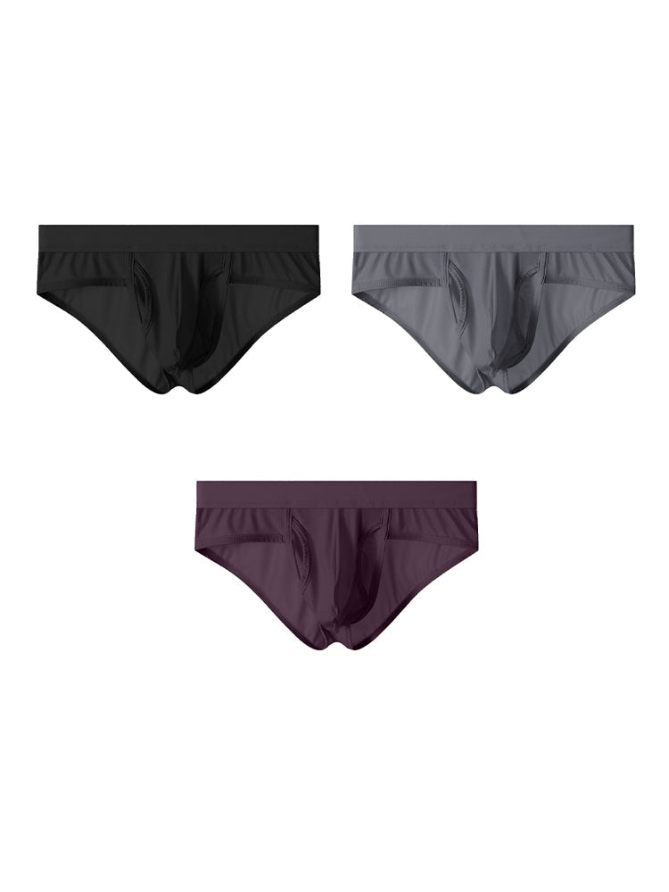 3 Pack Men's Fly Opening Supportive Pouch Stretch Premium Briefs | dmunderwear detail image 2