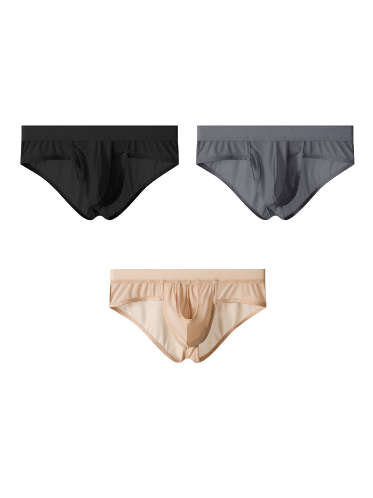 3 Pack Men's Fly Opening Supportive Pouch Stretch Premium Briefs | dmunderwear detail image 8