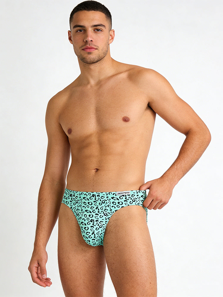 3 Pack Men's High Stretch Leopard Style Sexy Low-Rise Briefs | dmunderwear
