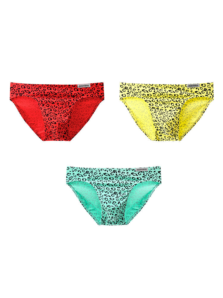 3 Pack Men's High Stretch Leopard Style Sexy Low-Rise Briefs | dmunderwear detail image 14