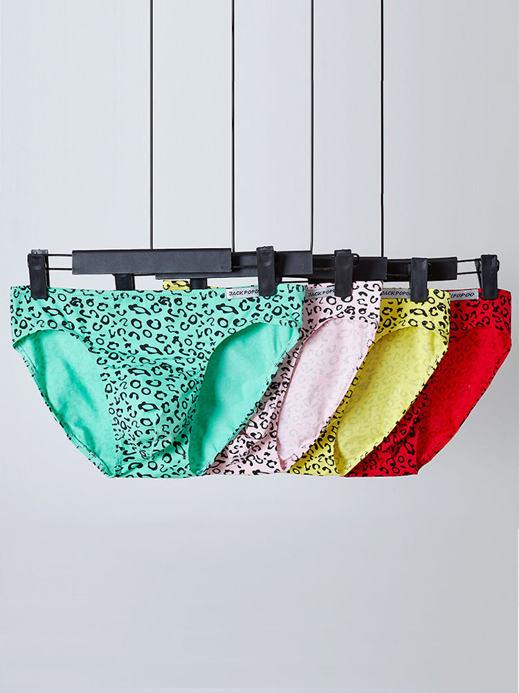 3 Pack Men's High Stretch Leopard Style Sexy Low-Rise Briefs | dmunderwear detail image 16