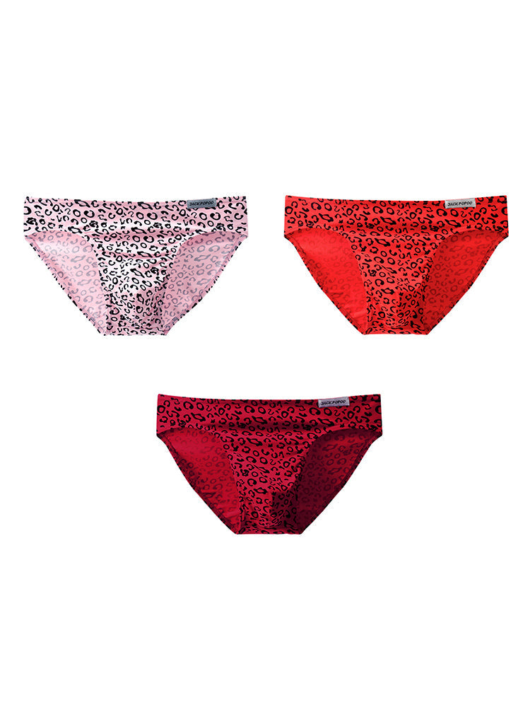 3 Pack Men's High Stretch Leopard Style Sexy Low-Rise Briefs | dmunderwear detail image 20