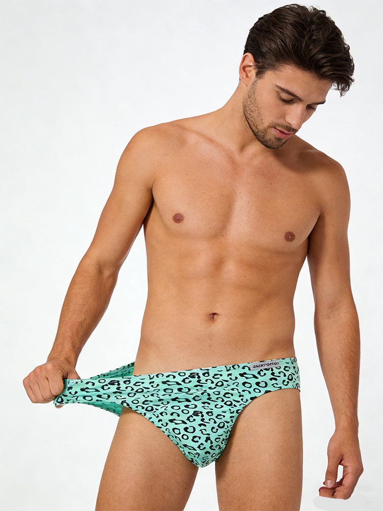 3 Pack Men's High Stretch Leopard Style Sexy Low-Rise Briefs | dmunderwear detail image 3
