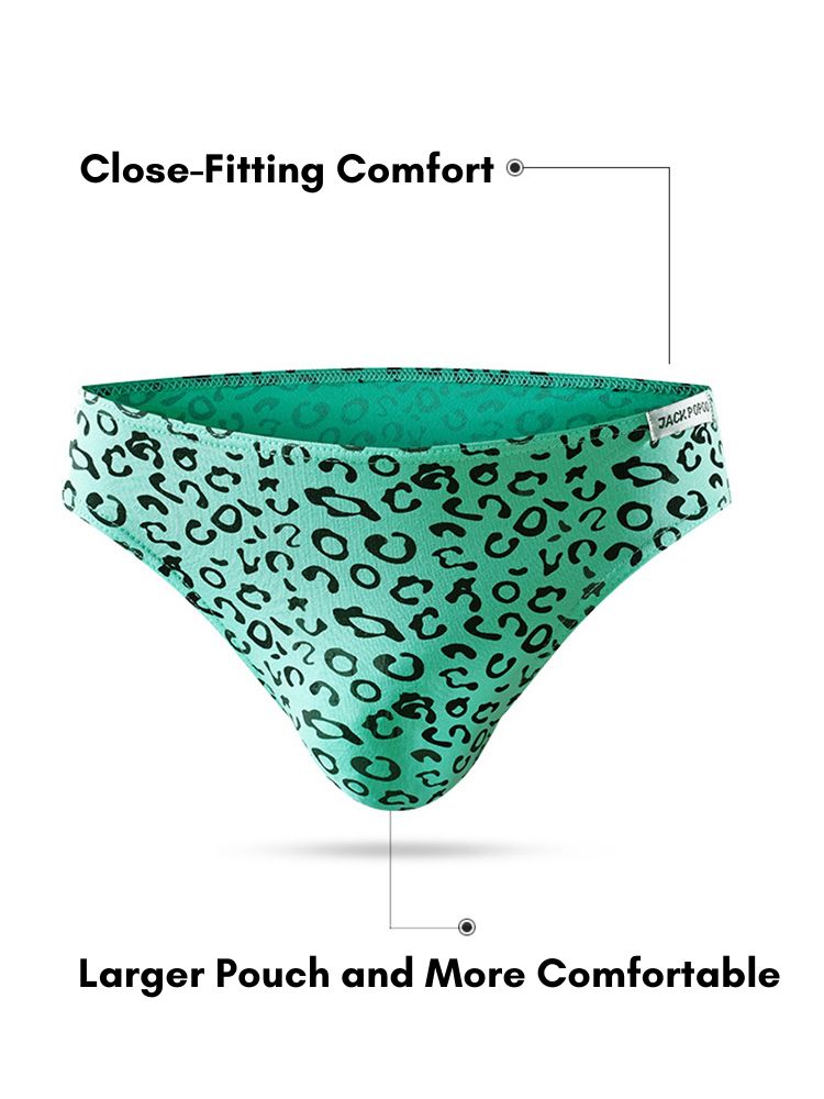3 Pack Men's High Stretch Leopard Style Sexy Low-Rise Briefs | dmunderwear detail image 5