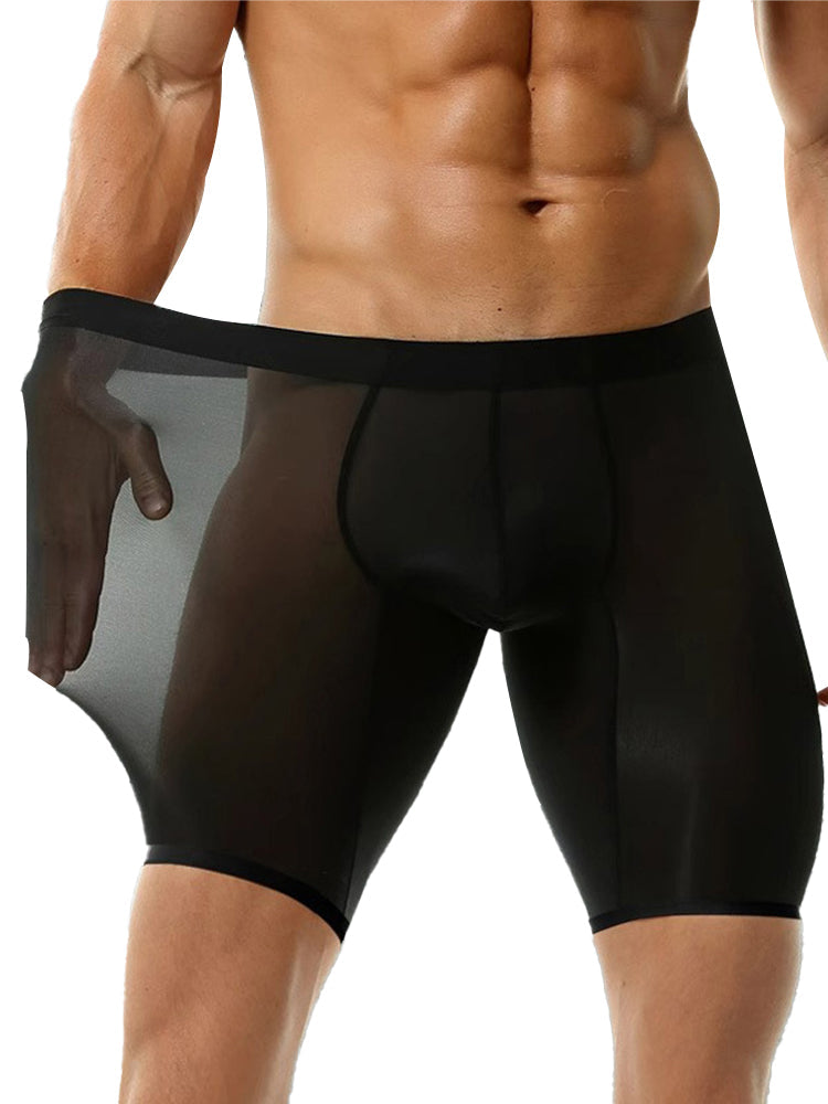 3 Pack Men's Ice Silk Athletic Long Boxer Briefs | dmunderwear detail image 10