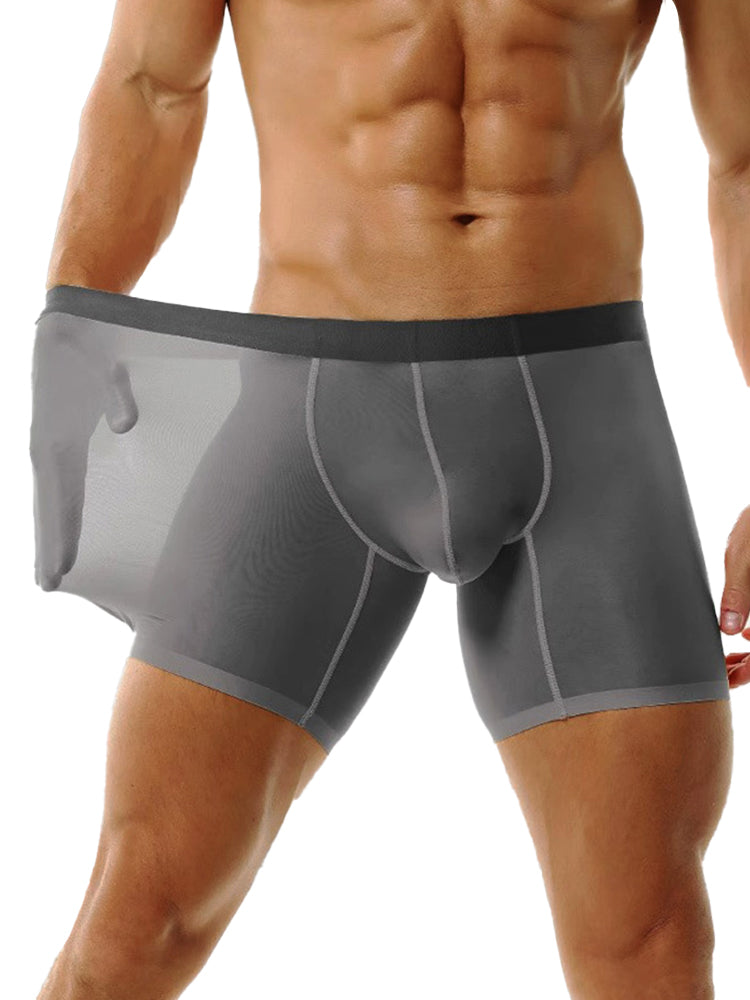 3 Pack Men's Ice Silk Athletic Long Boxer Briefs | dmunderwear detail image 11