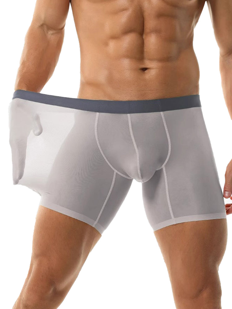 3 Pack Men's Ice Silk Athletic Long Boxer Briefs | dmunderwear detail image 12