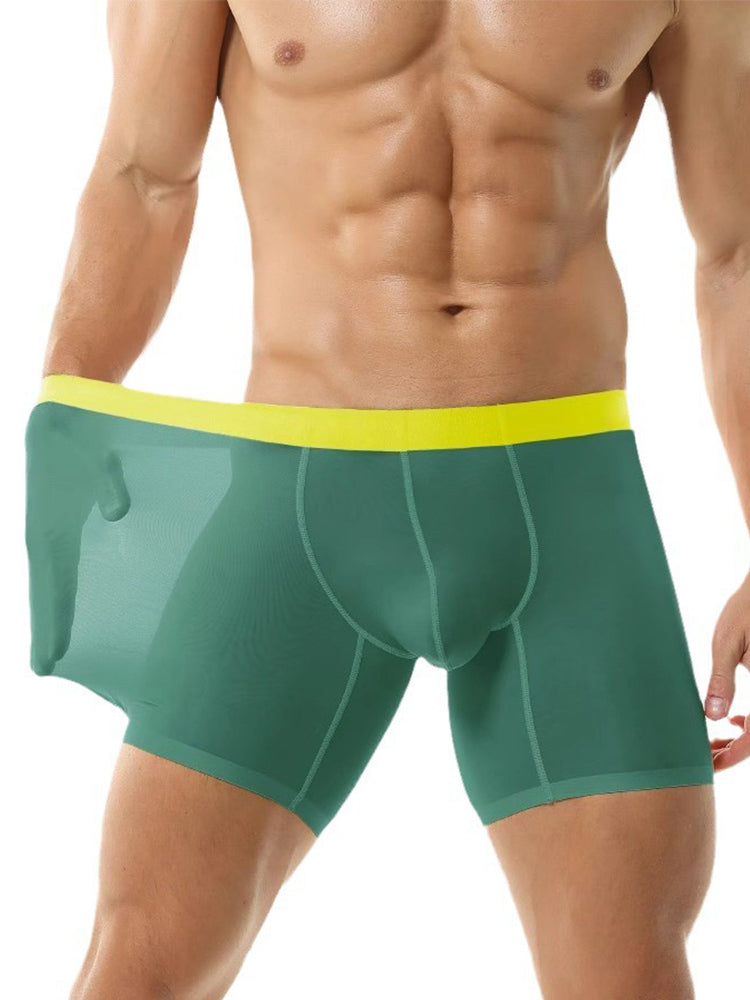 3 Pack Men's Ice Silk Athletic Long Boxer Briefs | dmunderwear detail image 13
