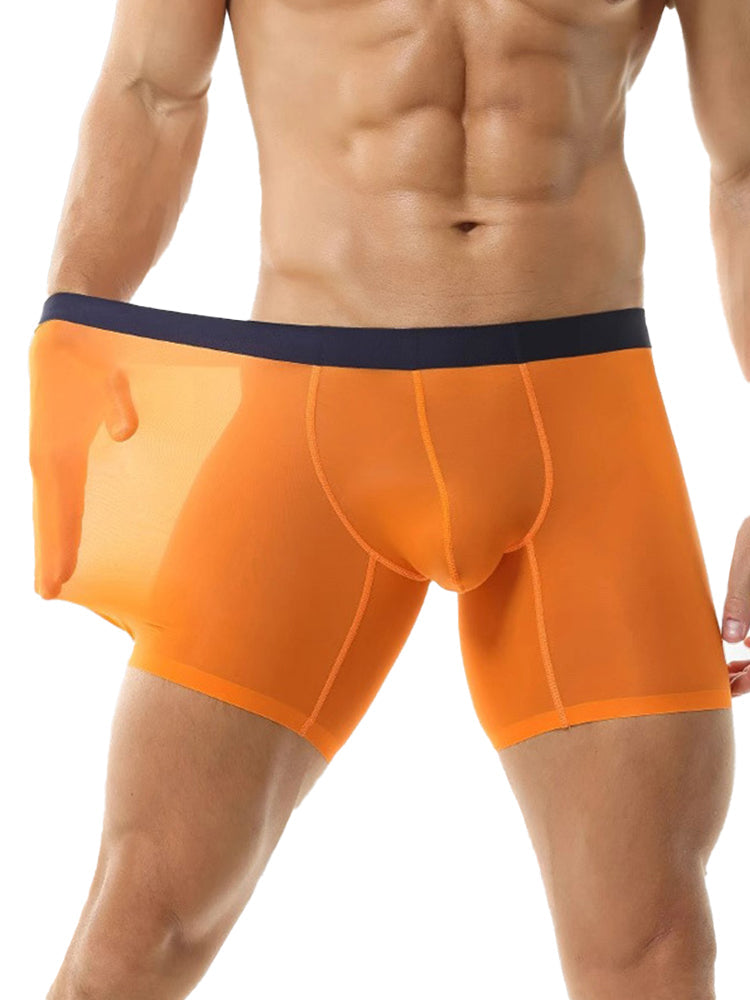 3 Pack Men's Ice Silk Athletic Long Boxer Briefs | dmunderwear detail image 3