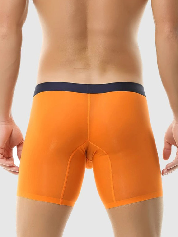 3 Pack Men's Ice Silk Athletic Long Boxer Briefs | dmunderwear detail image 4