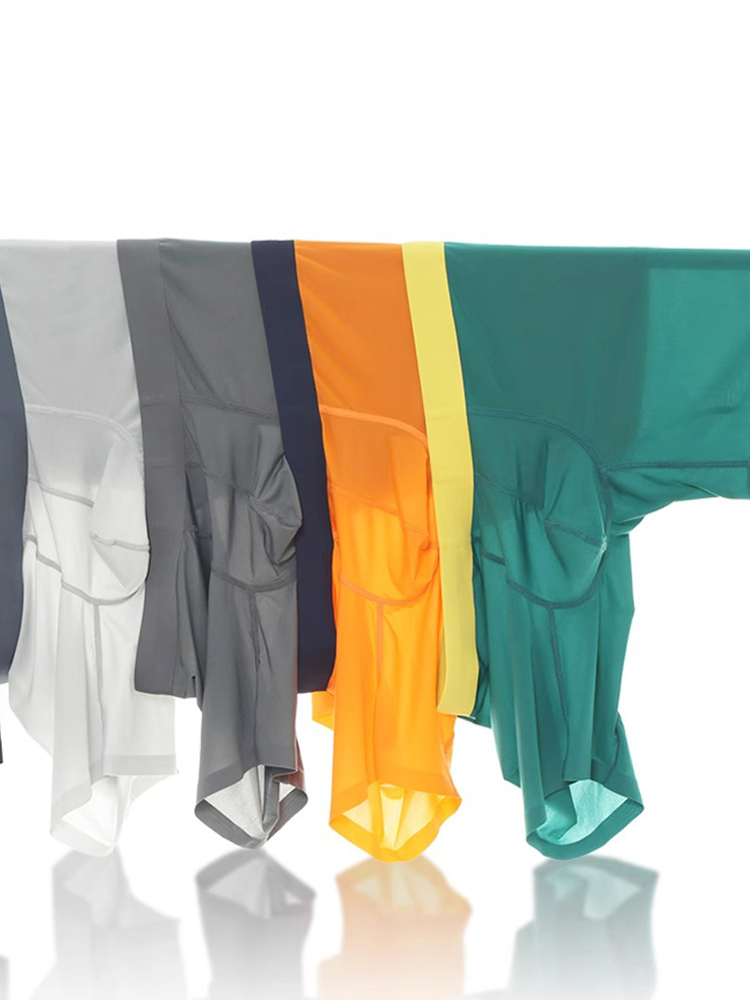 3 Pack Men's Ice Silk Athletic Long Boxer Briefs | dmunderwear detail image 6