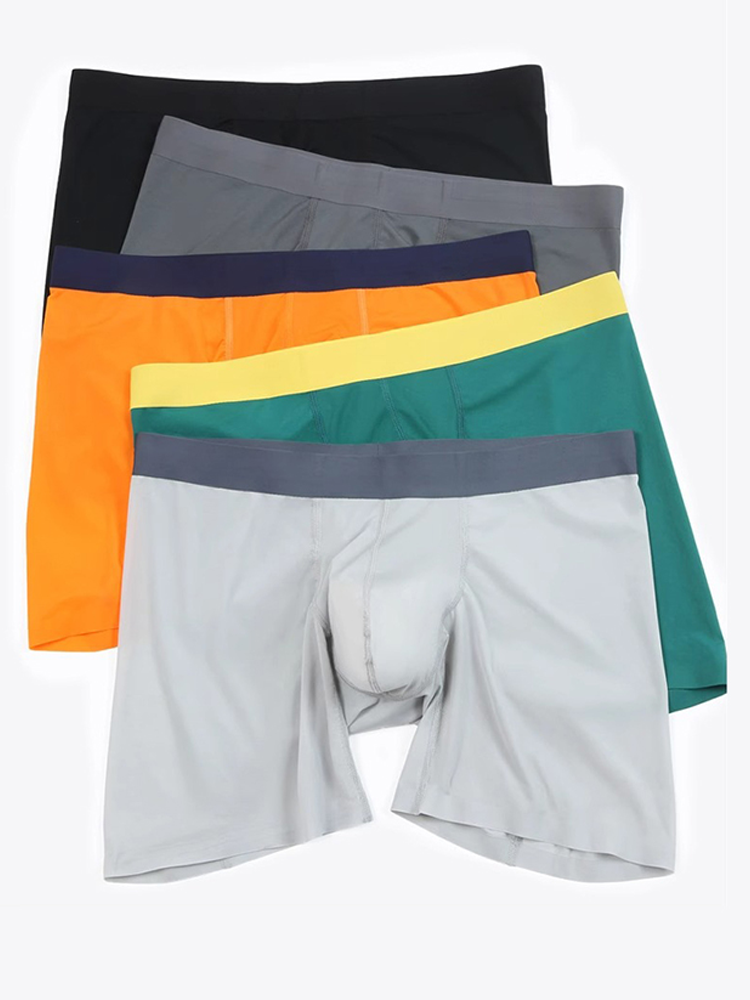 3 Pack Men's Ice Silk Athletic Long Boxer Briefs | dmunderwear detail image 7