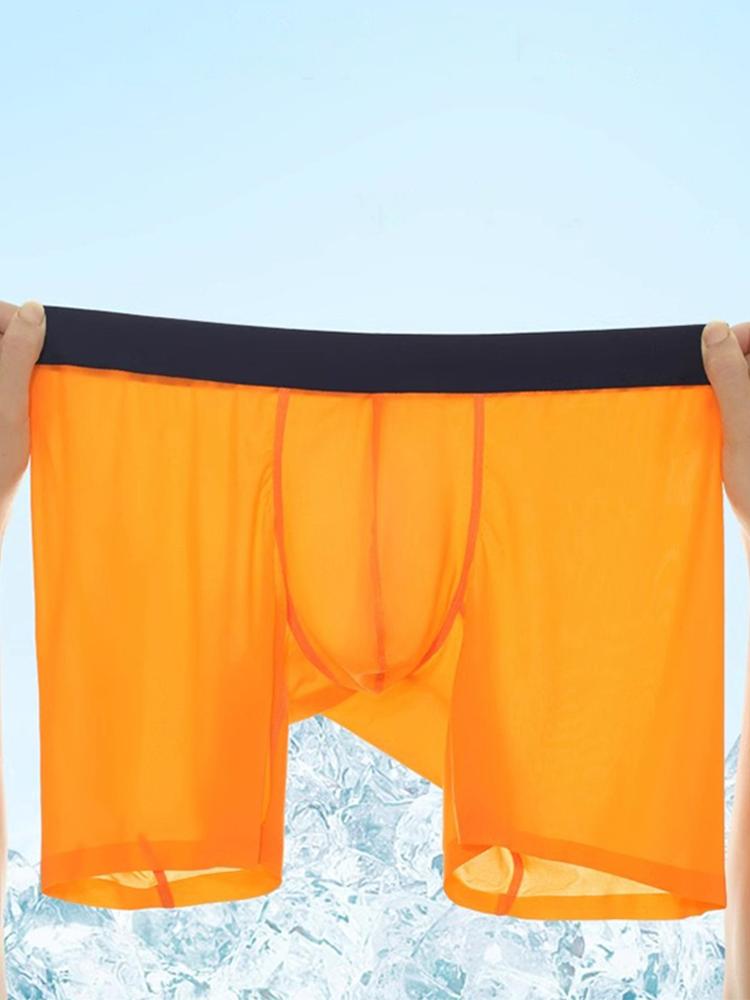 3 Pack Men's Ice Silk Athletic Long Boxer Briefs | dmunderwear detail image 8