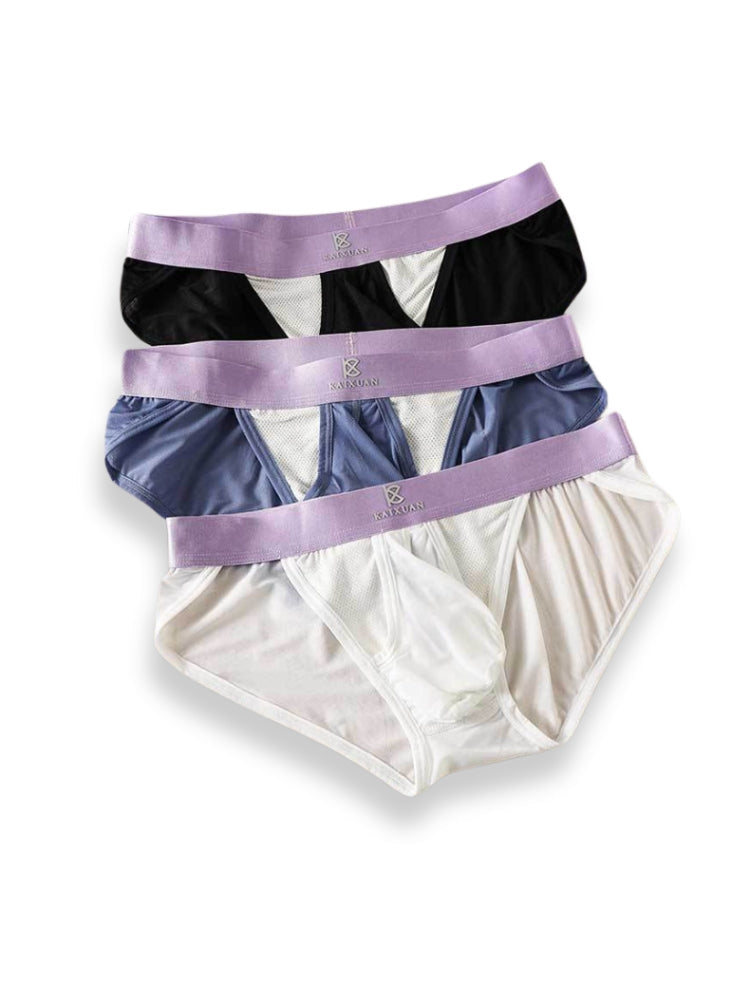 3 Pack Men's Ice Silk Breathable Mesh Low-Rise Classic Briefs | dmunderwear detail image 13
