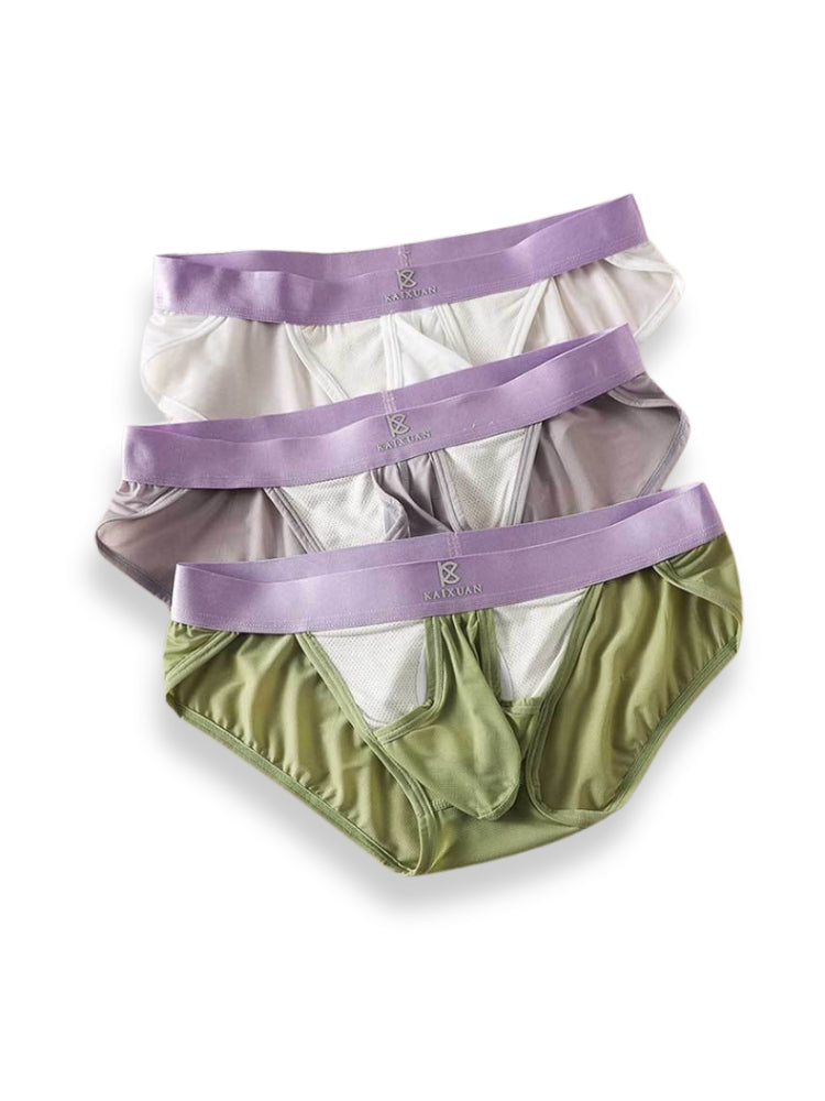 3 Pack Men's Ice Silk Breathable Mesh Low-Rise Classic Briefs | dmunderwear detail image 14