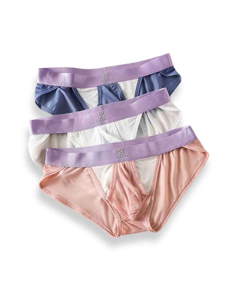 3 Pack Men's Ice Silk Breathable Mesh Low-Rise Classic Briefs | dmunderwear detail image 15
