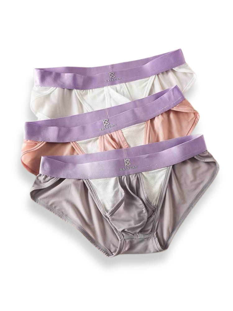 3 Pack Men's Ice Silk Breathable Mesh Low-Rise Classic Briefs | dmunderwear detail image 16