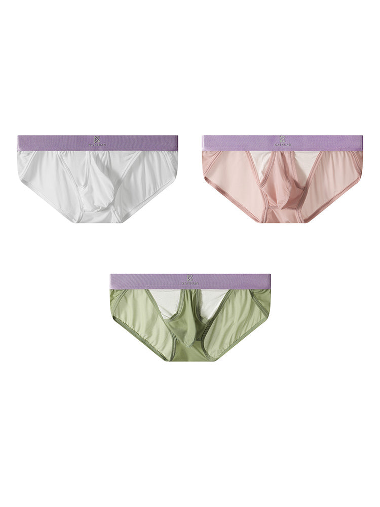 3 Pack Men's Ice Silk Breathable Mesh Low-Rise Classic Briefs | dmunderwear detail image 17