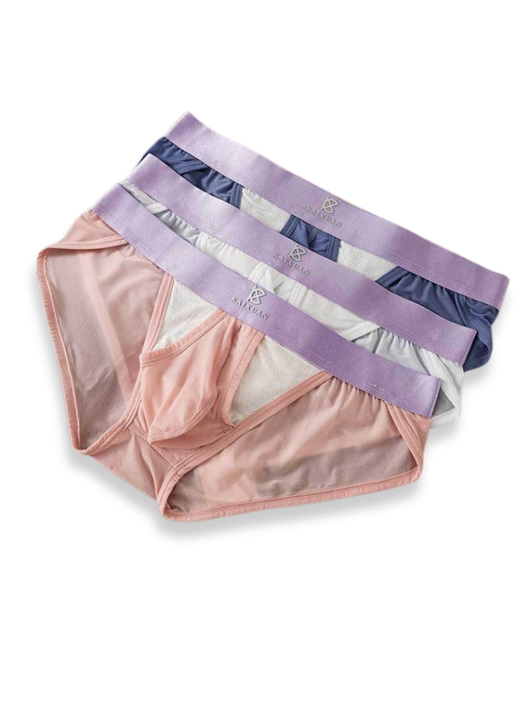 3 Pack Men's Ice Silk Breathable Mesh Low-Rise Classic Briefs | dmunderwear detail image 19