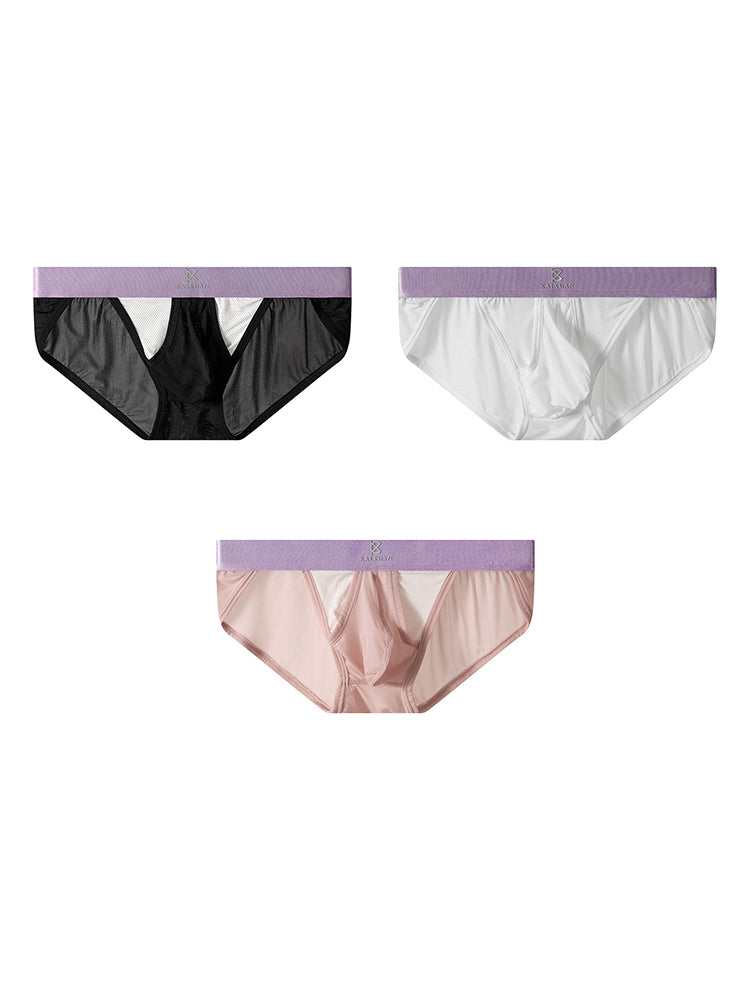 3 Pack Men's Ice Silk Breathable Mesh Low-Rise Classic Briefs | dmunderwear variant image