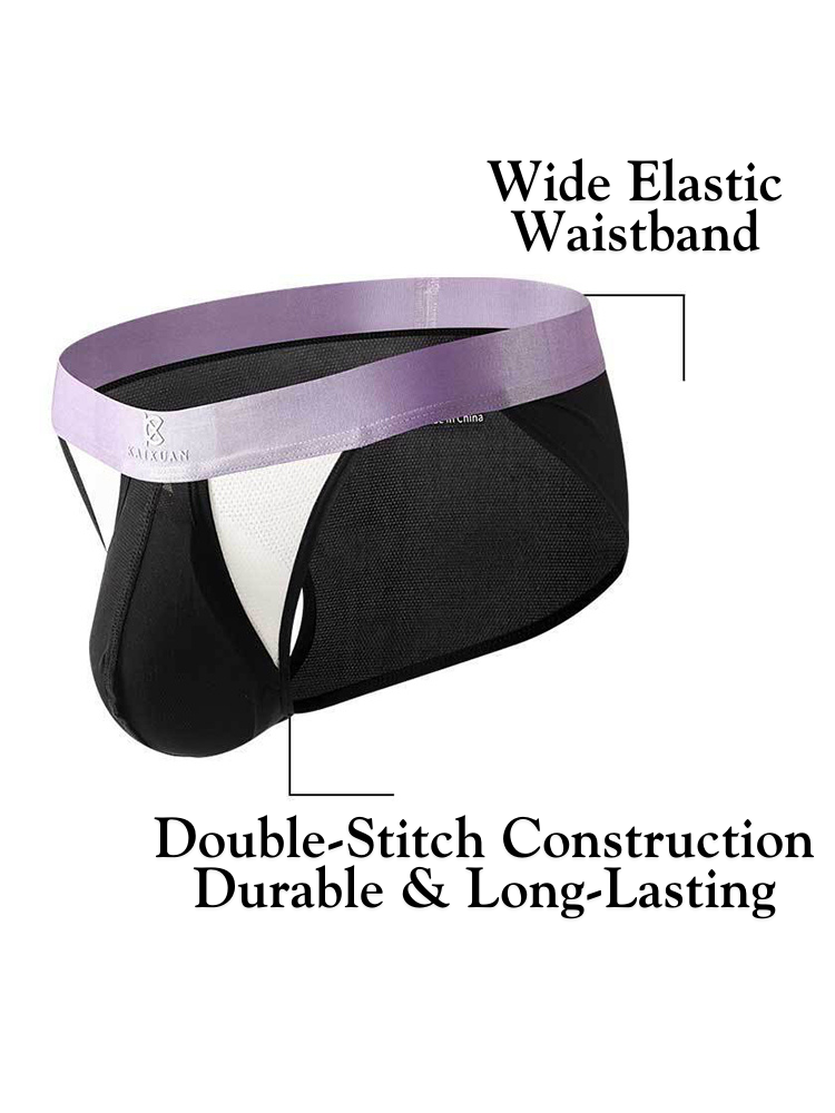 3 Pack Men's Ice Silk Breathable Mesh Low-Rise Classic Briefs | dmunderwear detail image 3