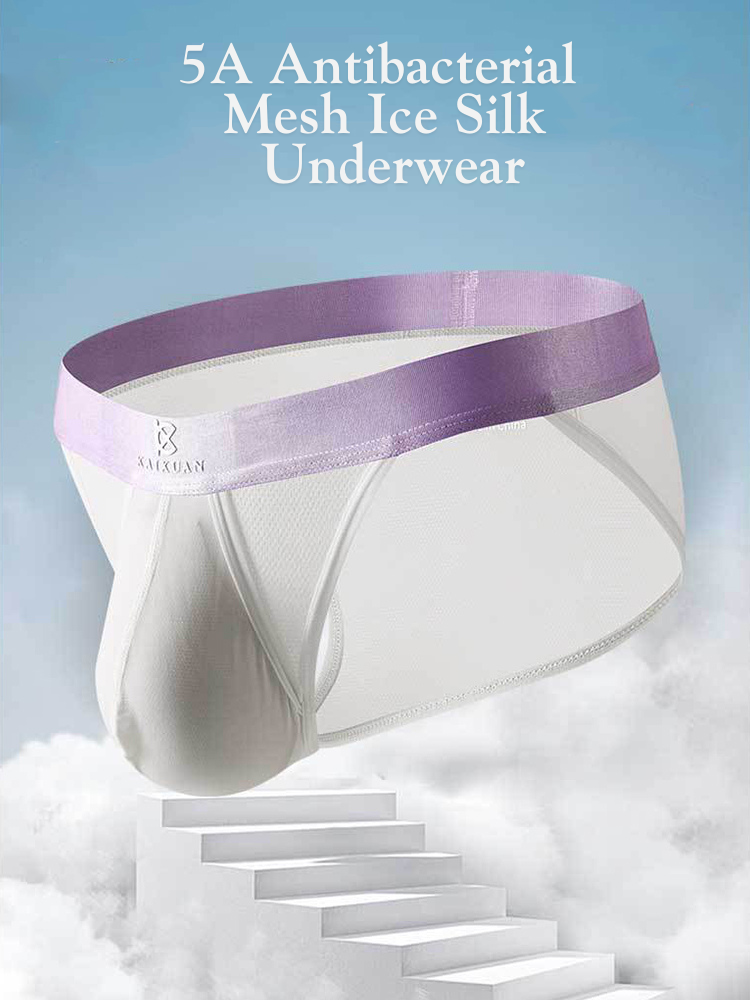 3 Pack Men's Ice Silk Breathable Mesh Low-Rise Classic Briefs | dmunderwear detail image 4