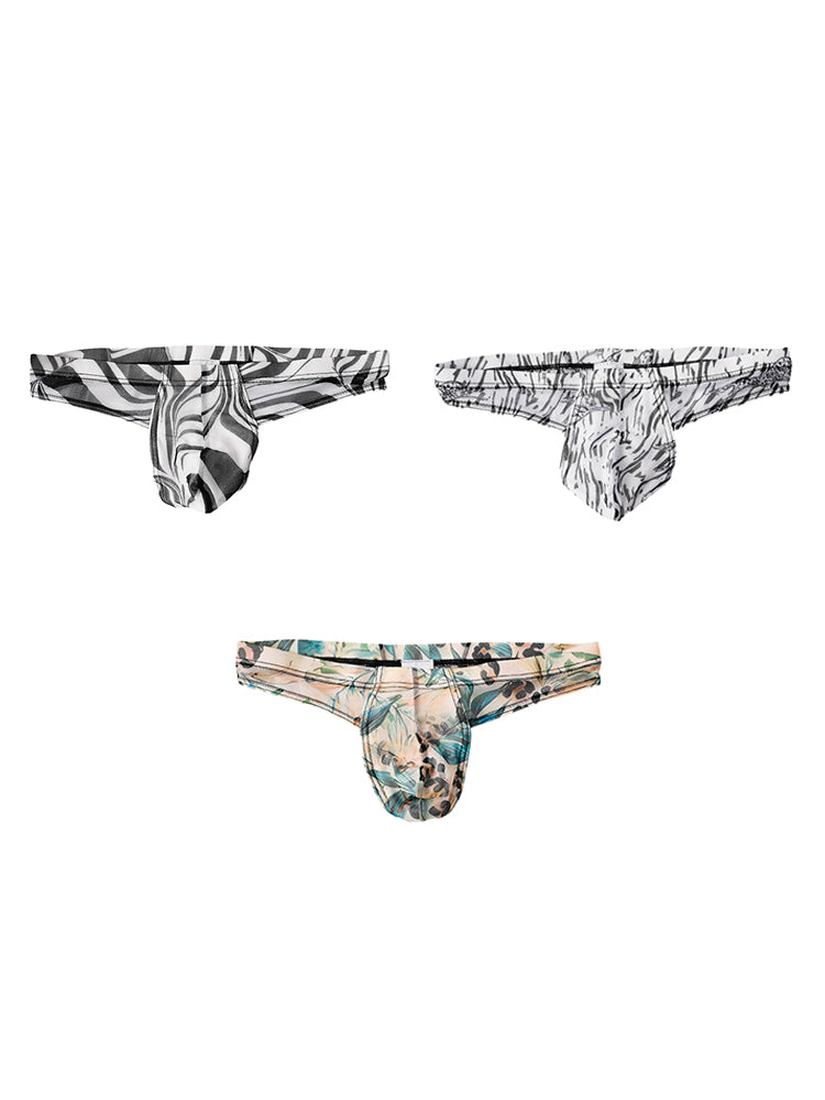 3 Pack Men's Ice Silk Comfy Waistband Low-Rise Sexy Stretch Thong | dmunderwear detail image 12