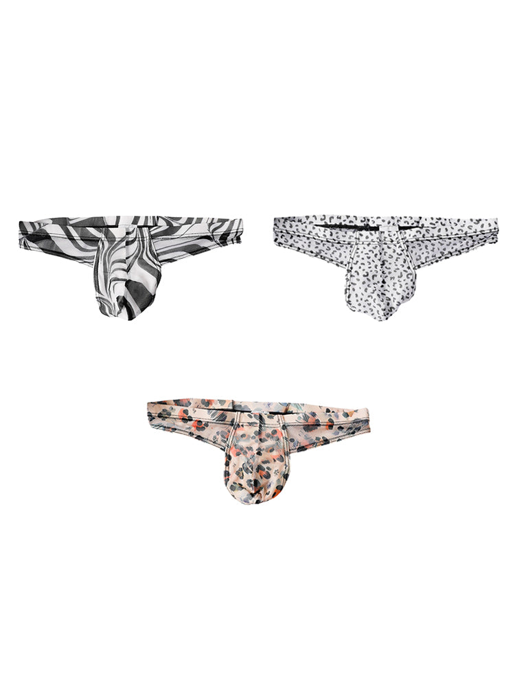 3 Pack Men's Ice Silk Comfy Waistband Low-Rise Sexy Stretch Thong | dmunderwear detail image 2