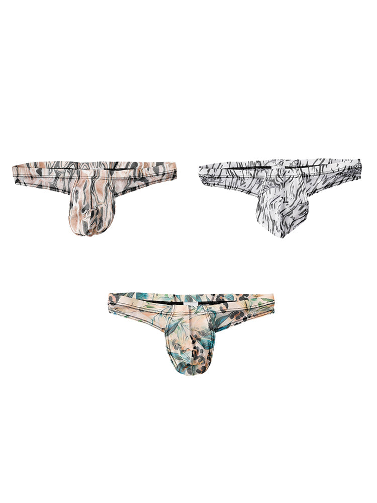 3 Pack Men's Ice Silk Comfy Waistband Low-Rise Sexy Stretch Thong | dmunderwear detail image 7