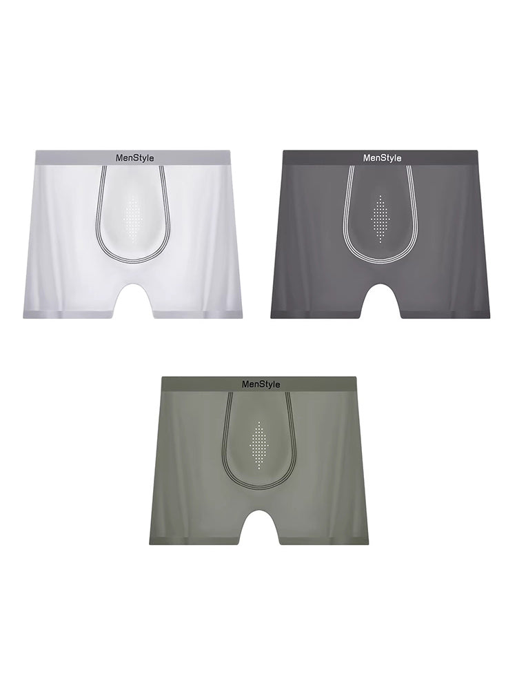3 Pack Men's Ice Silk Full-Coverage Antibacterial Mid-Rise Boxer Briefs | dmunderwear detail image 14