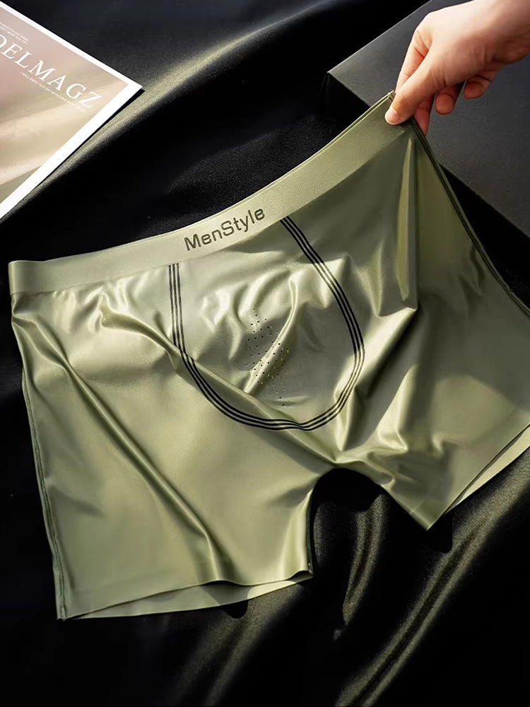 3 Pack Men's Ice Silk Full-Coverage Antibacterial Mid-Rise Boxer Briefs | dmunderwear detail image 15