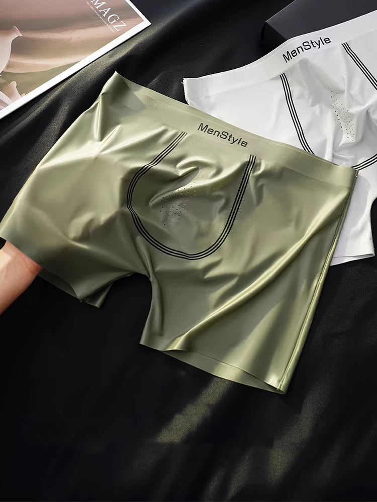 3 Pack Men's Ice Silk Full-Coverage Antibacterial Mid-Rise Boxer Briefs | dmunderwear detail image 16