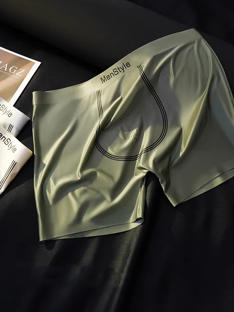 3 Pack Men's Ice Silk Full-Coverage Antibacterial Mid-Rise Boxer Briefs | dmunderwear detail image 17