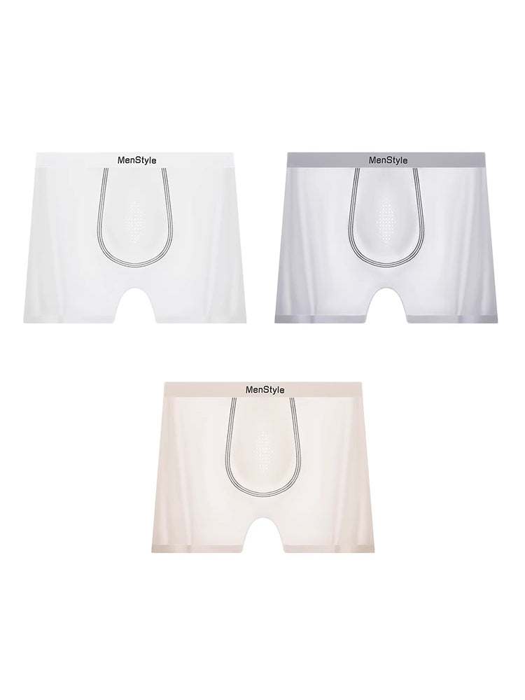 3 Pack Men's Ice Silk Full-Coverage Antibacterial Mid-Rise Boxer Briefs | dmunderwear detail image 20
