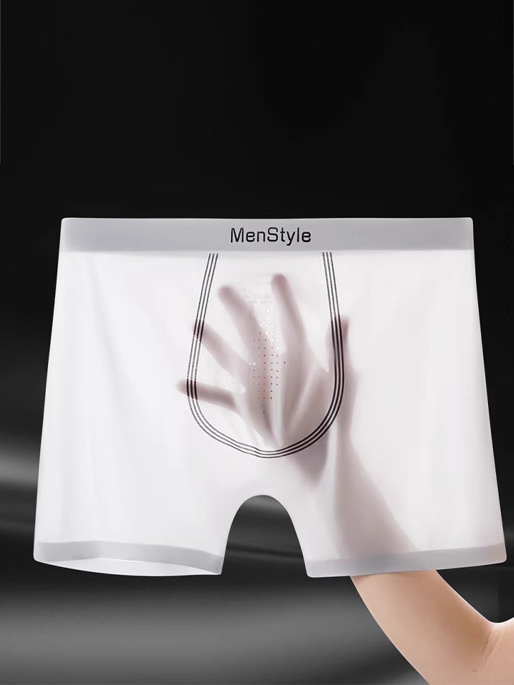 3 Pack Men's Ice Silk Full-Coverage Antibacterial Mid-Rise Boxer Briefs | dmunderwear detail image 5