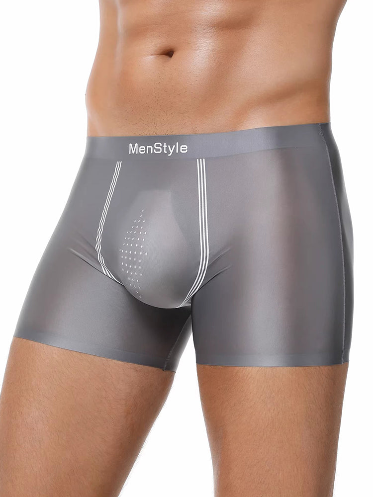 3 Pack Men's Ice Silk Full-Coverage Antibacterial Mid-Rise Boxer Briefs | dmunderwear detail image 7