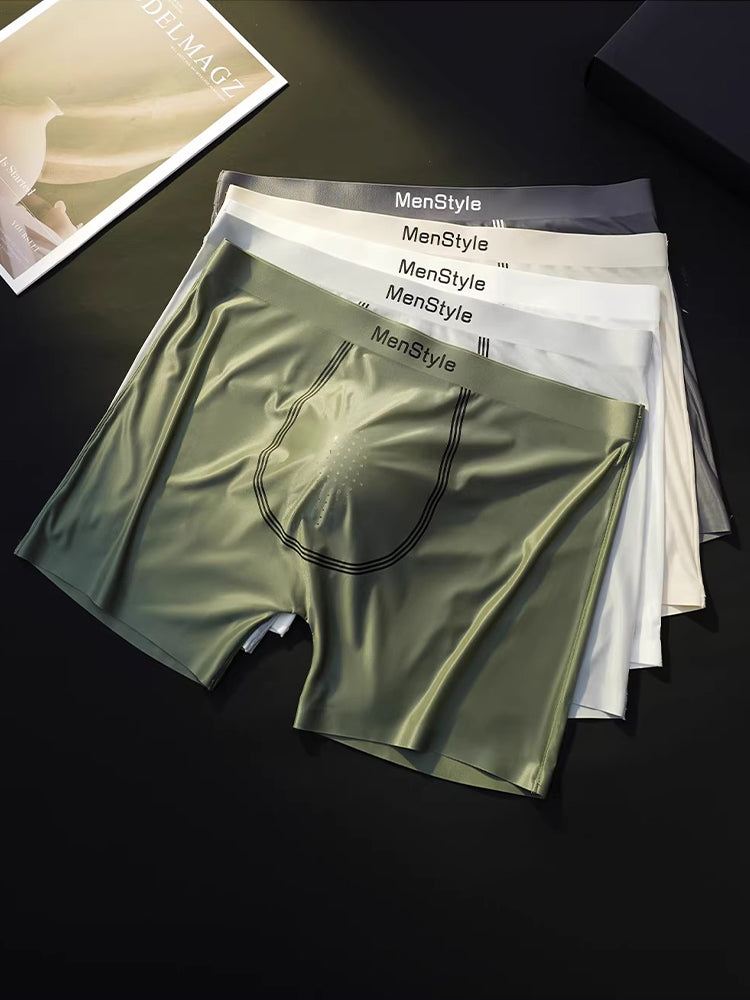 3 Pack Men's Ice Silk Full-Coverage Antibacterial Mid-Rise Boxer Briefs | dmunderwear detail image 9
