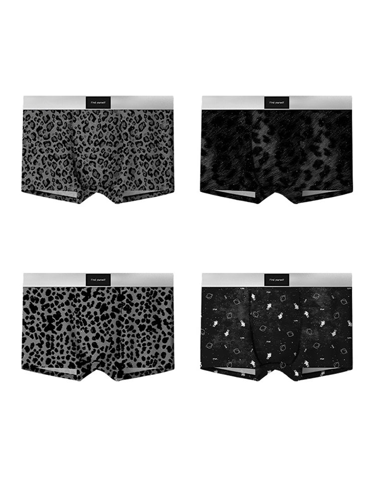 3 Pack Men's Ice Silk Leopard Print Trunks | dmunderwear detail image 10