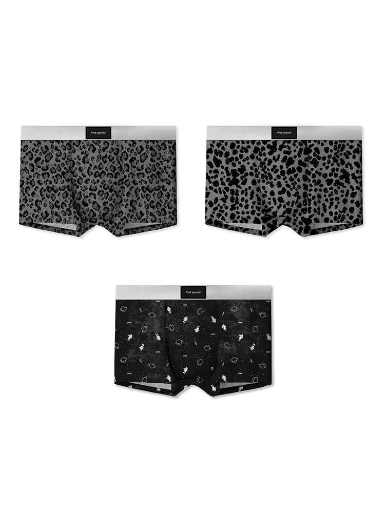 3 Pack Men's Ice Silk Leopard Print Trunks | dmunderwear detail image 14