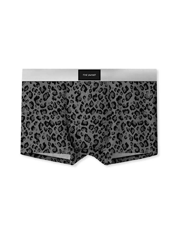 3 Pack Men's Ice Silk Leopard Print Trunks | dmunderwear detail image 15
